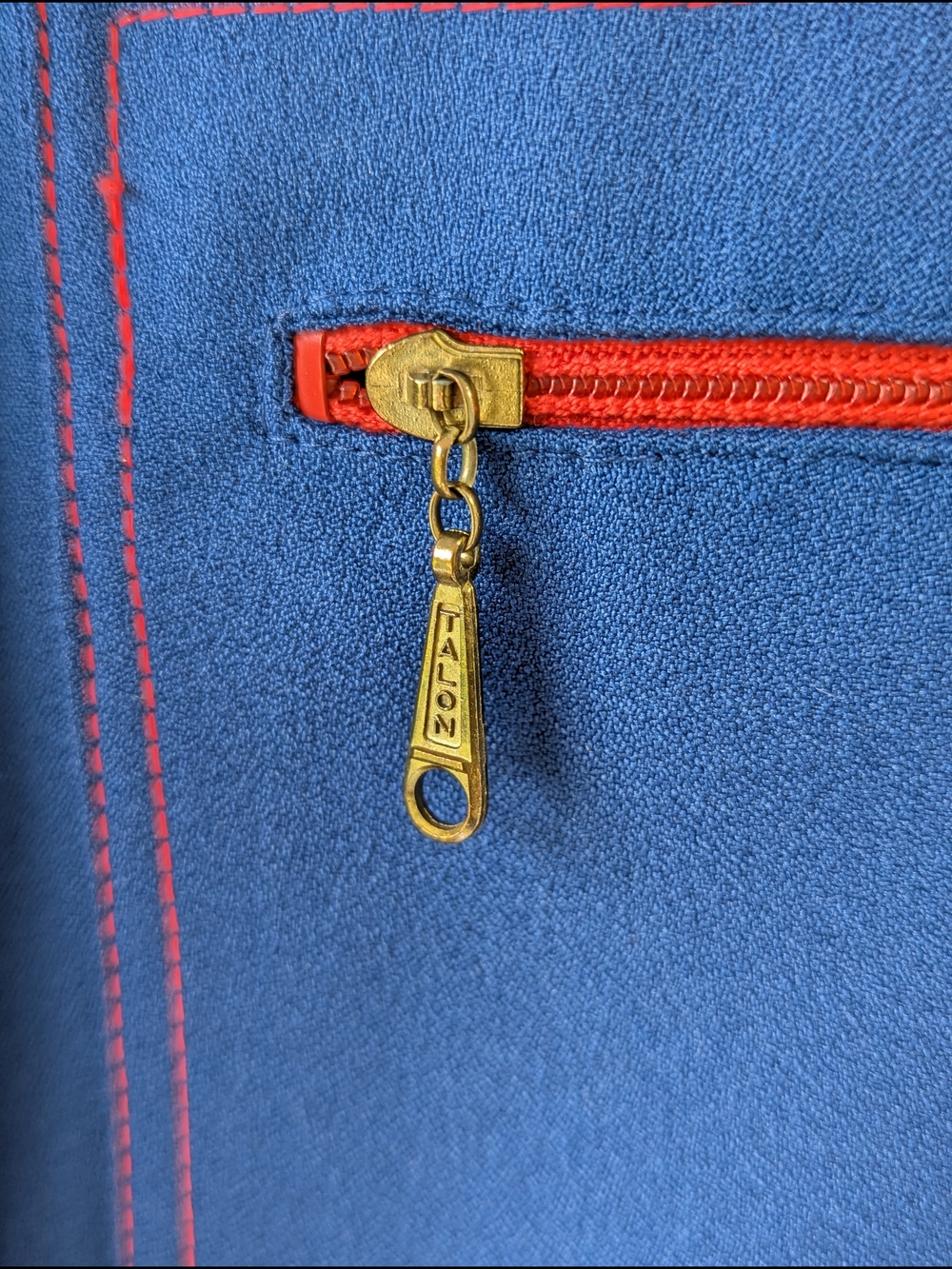 Vintage King James Utility Pocket Shirt Button Up Blue with Contrast Zip Accents - Picture 5 of 14